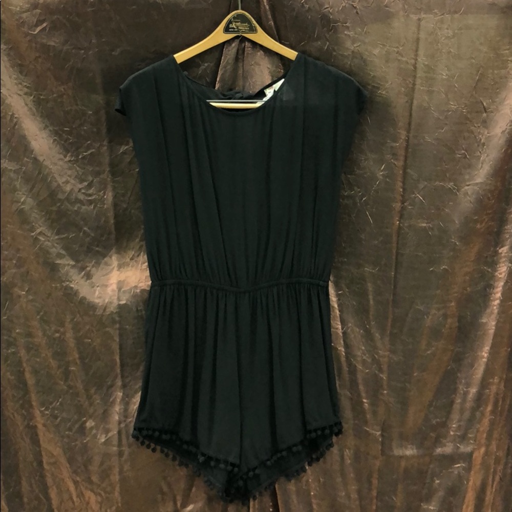Black Romper with Pom Pom shorts